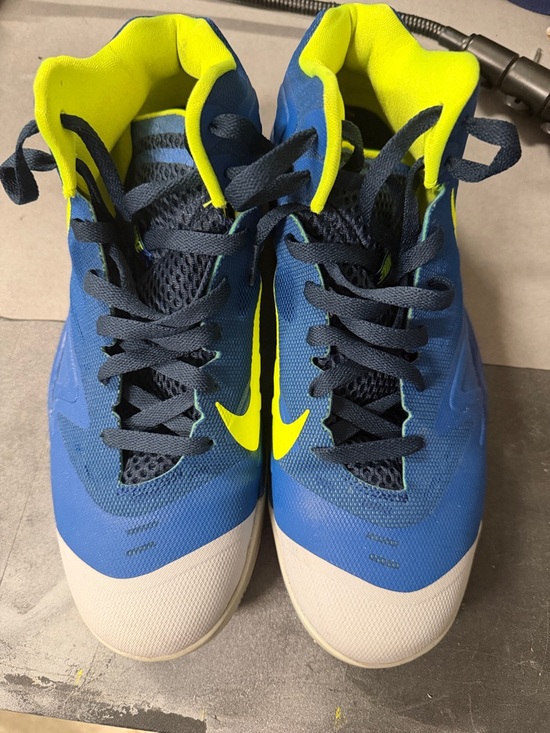 Nike Other - Nike Blue and Neon Yellow High-Top Basketball Shoes